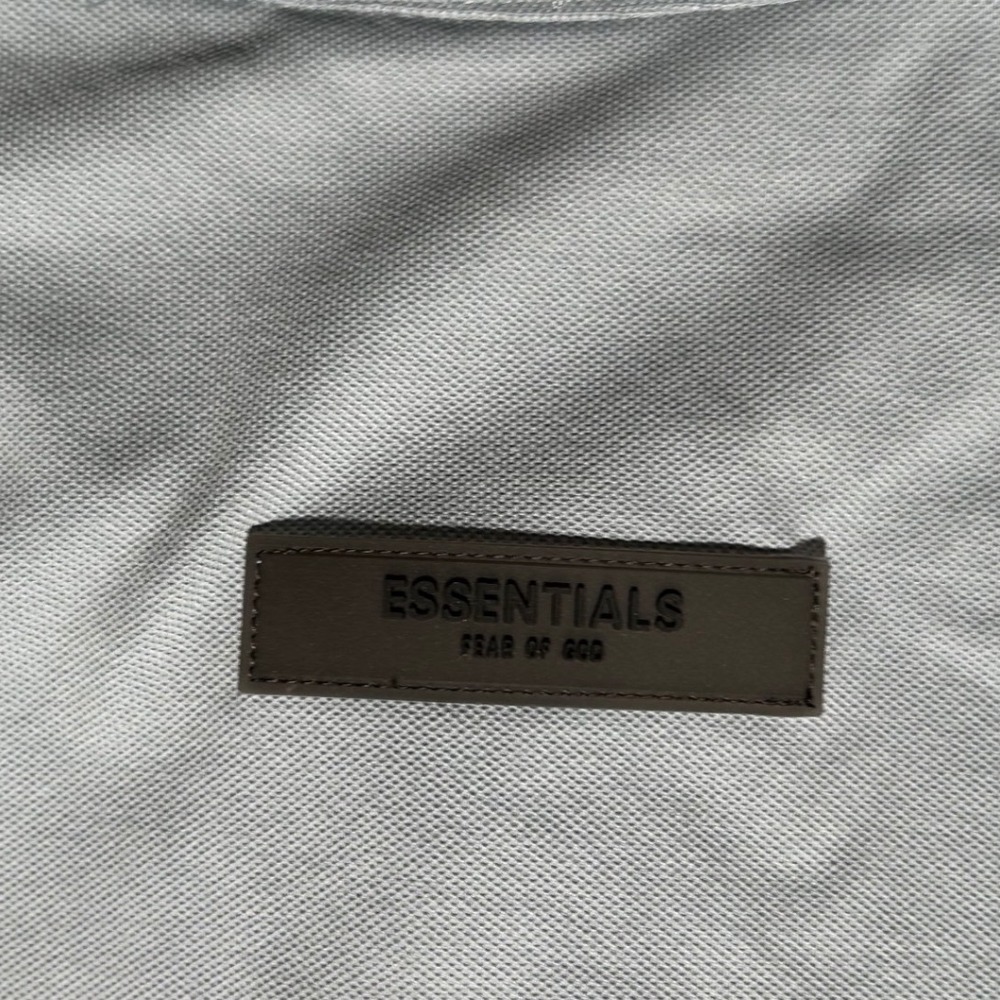 Essentials Fear of God Polo Shirt Mens XL Light Blue Short Sleeve Logo - Picture 7 of 8